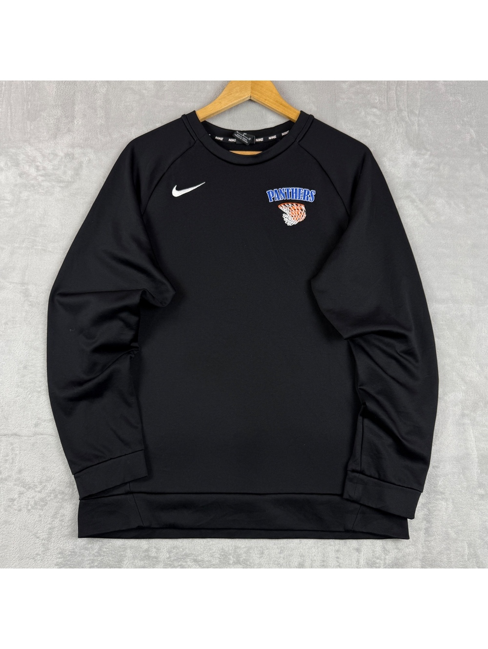 Nike Men’s M Black Panthers Basketball Dri-FIT Crewneck Sweatshirt Hoppers Train